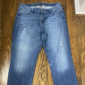 Medium wash, straight leg, plus size denim